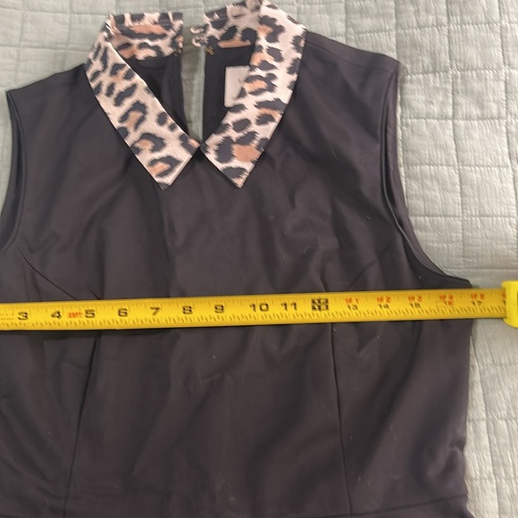 Kate Spade Rissa Fit & Flare Sleeveless Dress with Leopard Print collar Size 8 - Picture 5 of 8